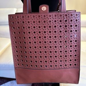 Any Day Now Rectangular Genuine Leather Tote Bag 13 x 11 x 3 NWOT